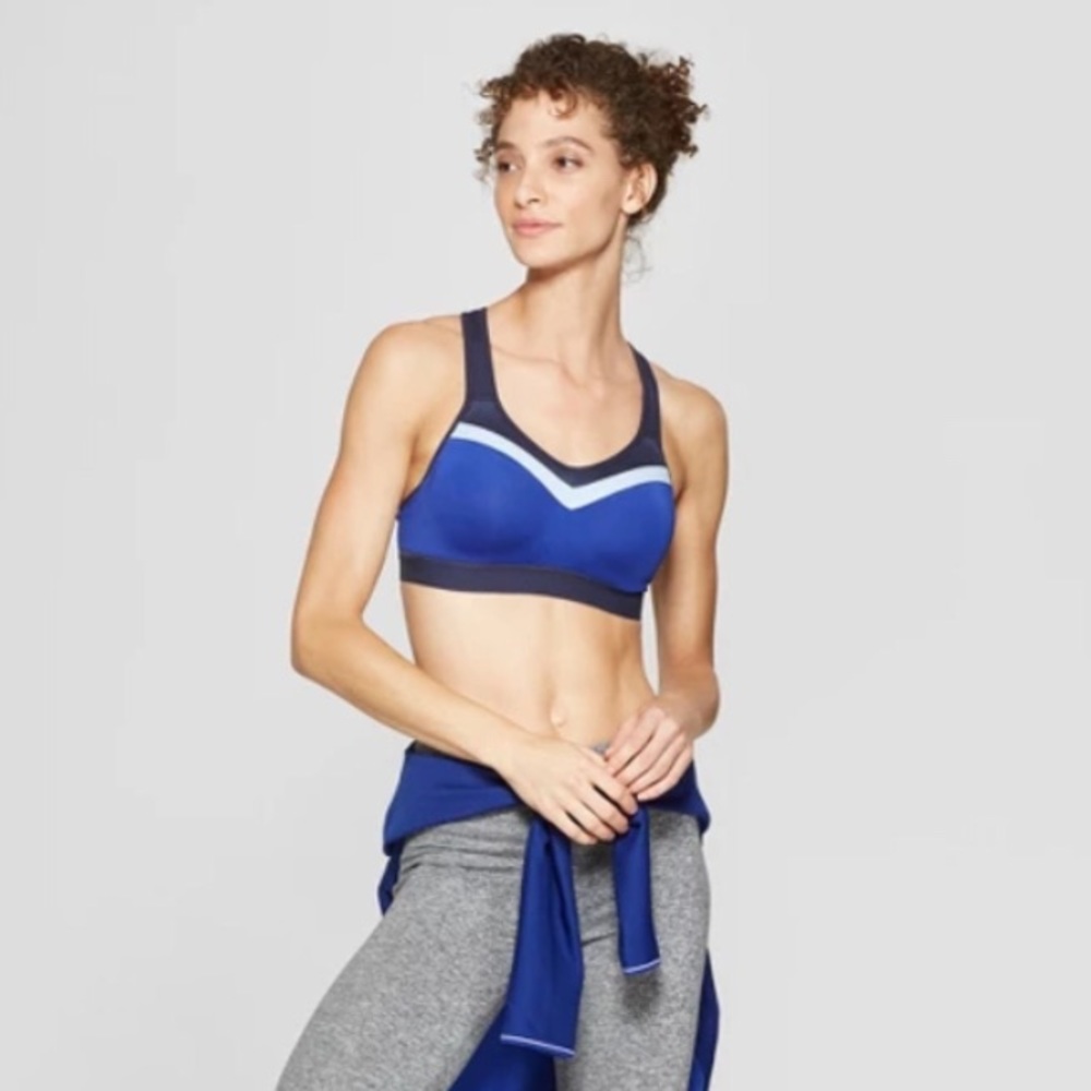NWT Champion Power Shape Blue Mesh Sports Bra